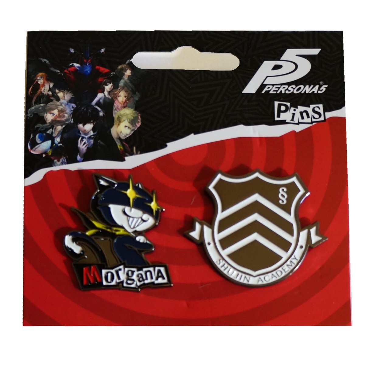 Persona 5 Game Morgana & Shujin Academy Emblem Pins Set of 2