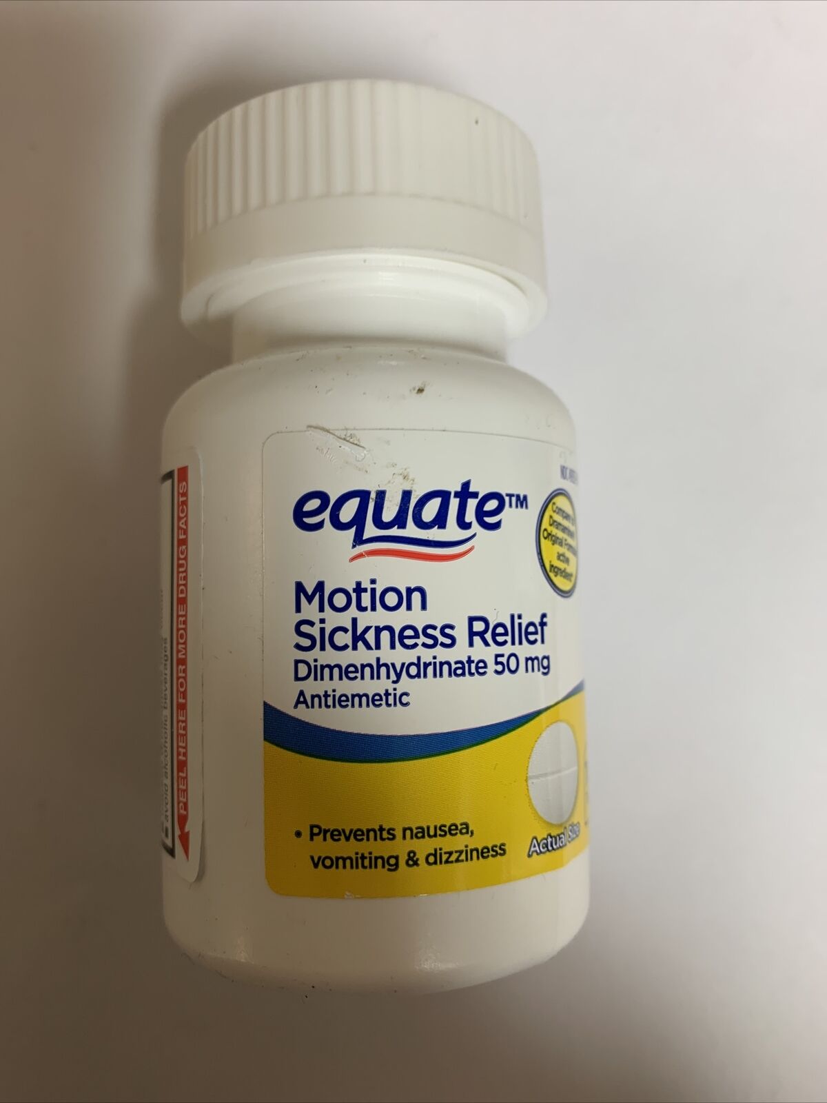 Equate Motion Sickness Dimenhydrinate 50 mg Generic Dramamine 100 tablets 07/24