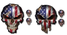 6 PACK AMERICAN USA FLAG SKULL VINYL DECAL STICKER CAR TRUCK WINDOW AUTO VEHICLE