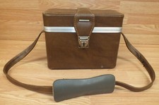 Unbranded Large Light Brown Hard Shell Vintage Camera Case / Holder w/ Strap