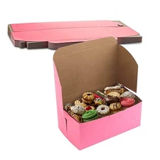 MT Products Pink Cookie Boxes - 8" x 5" x 3.5" Bakery Boxes No-Window Pack of 15