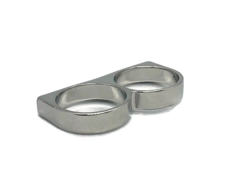 R112 Doppelring Zweifingerring LDR Retro Vintage Chunky Blogger Ring Bohemian Si - Bild 2 von 3