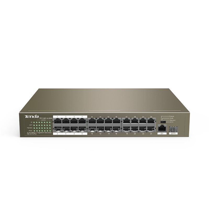 12216181 Tenda switch 24 ports PoE 10/100Mbps + 1 GE/SFP - Business
