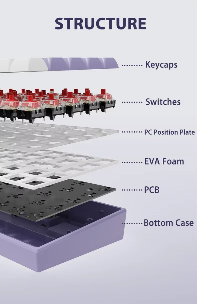 68-Key Compact Mechanical Keyboard with Red Switches – Stunning Purple Design at Amazing Value