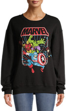 Juniors License Leaping Avengers Graphics Pullover Sweatshirt Black Color NEW