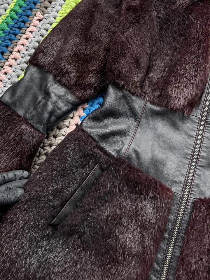 Vintage Real Fur Jacket With Leather Details Women’s Size M - Image 4 of 4