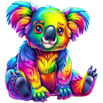 Rainbow Koala Sticker 4'' Beautiful Colorful Vivid Bright Summer Vibrant