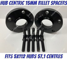 Black Alloy Wheel Spacers 15mm x 2 Bentley Lamborghini 5x112 57.1