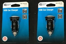 CE Tech USB Car Charger 2.4 Amp DC Adapter Smartphone charger Black NEW 2 packs