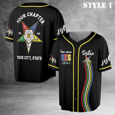 Custom Name OES Order of the Eastern Star Sistar 3D Baseball Jersey Size S-5XL