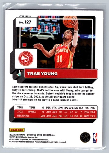 2022-23 Panini Donruss Optic #127 Trae Young Pink Hyper Prizm - Picture 2 of 2
