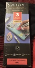 Arteza Acrylic Paint Markers Pack of 3 A802 Fluorescent Peach Acid Free