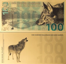 2025 Grey Wolf (Aurum 100mg 24k), Gold National Treasure Series