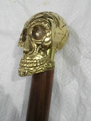   Head Handle Wooden Vintage StyleBrass Designer Victorian Walking Cane Gift