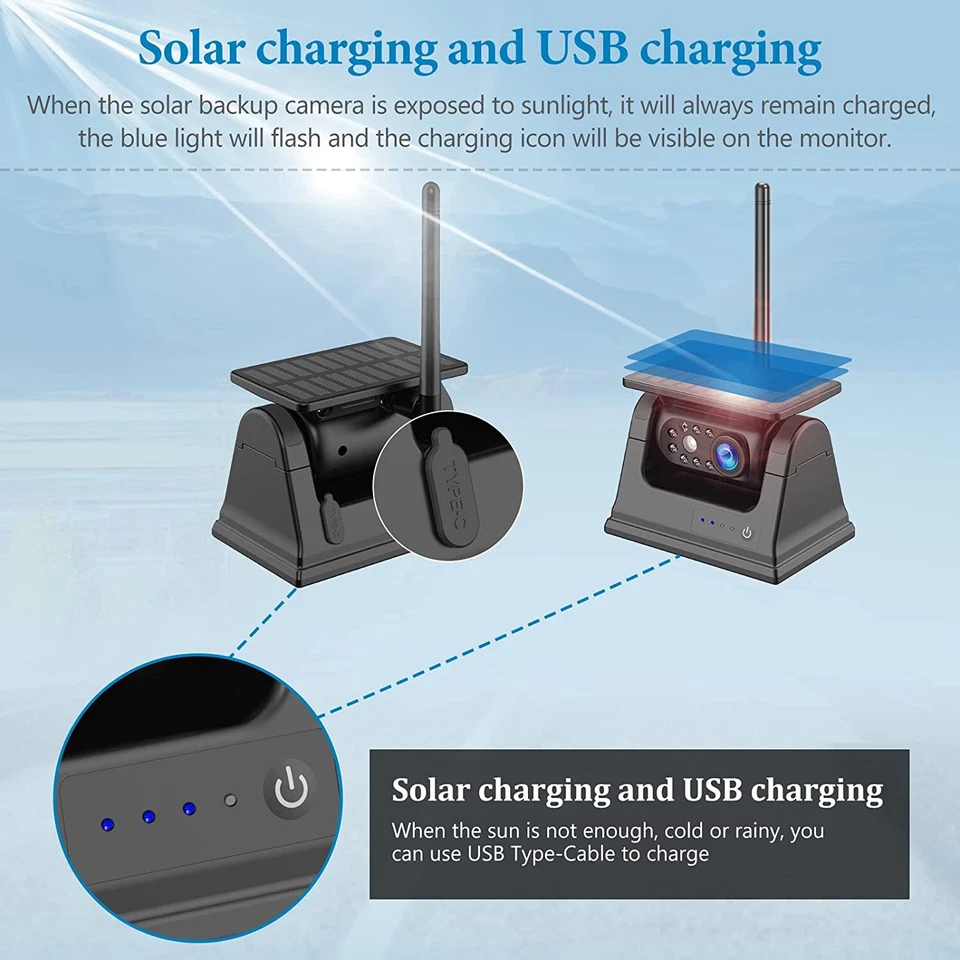 Wireless Magnetic Base Battery Power Reversing Camera 5" Monitor Night Vision Rv - Image 2 of 4