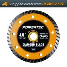 POWERTEC 4-1/2" Turbo Diamond Saw Blade for Angle Grinder, Diamond Blade