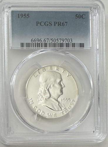 1955 PROOF FRANKLIN HALF DOLLAR 50C PCGS PR67 - Picture 2 of 5