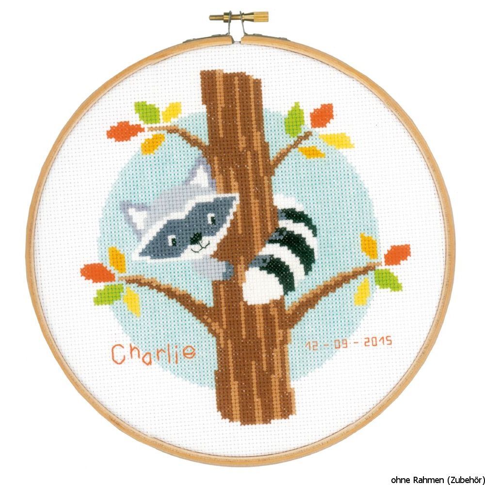 Vervaco Counted cross stitch kit Raccoon in tree, DIY
