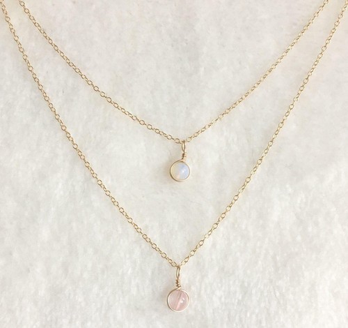 Dainty Moonstone Rose Quartz Two 