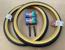 Bicycle Tires + Tubes 20 x 1.75 Black/Gum Wall BMX GT Dyno Knobby Classic Style