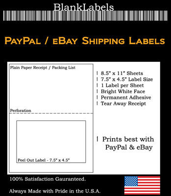 1000 Laser Ink Jet Labels PayPal w/ Tear Off Receipt - Perfect for eBay Postage! 691044754488 | eBay