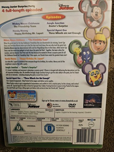 DISNEY JUNIOR SURPRISE PARTY DVD 4 EPISODES KIDS DISNEYS - Foto 2 di 2