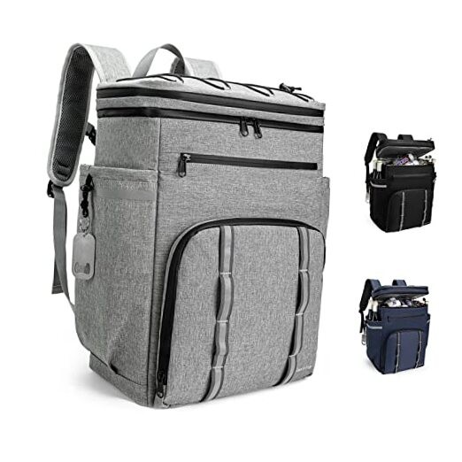 45L Insulated Leak-Proof Backpack Cooler for Beach Holds 45 Cans in Gray-image