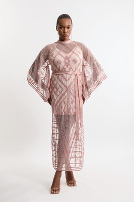 Karen Millen Maxikleid UK20 in Rosa UVP 379£