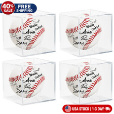 Baseball Display Case 4 Pack UV Protected Acrylic Square Baseball Holder Clear
