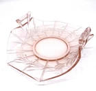 Vtg pink depression Fostoria Glass Bon Bon Dish Bow Handle Etch 6 3/4”-perfect!