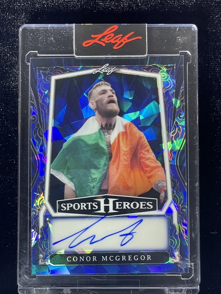 2025 Листовой Металл Спортивные Герои Конор Макгрегор Синий Кристалл Голографический С АВТОГРАФОМ /4 РЕДКИЙ - Изображение 2 из 4
