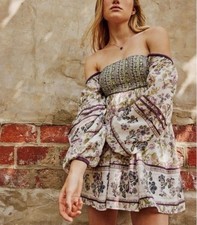 Free People Endless Afternoon Mini Dress in Tea Combo (Size M)