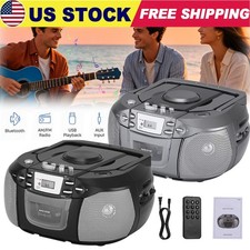 Portable Bluetooth Boombox CD Player with AM/FM Radio and USB Playback