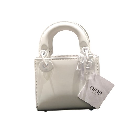 Christian Dior Lady Dior Micro SO999IJ White Calf Shoulder Bag Ladies Used