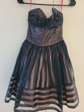 Vintage Y2k BETSEY JOHNSON BLACK SEQUIN DUSTY PINK TULLE PROM TEA CUP DRESS