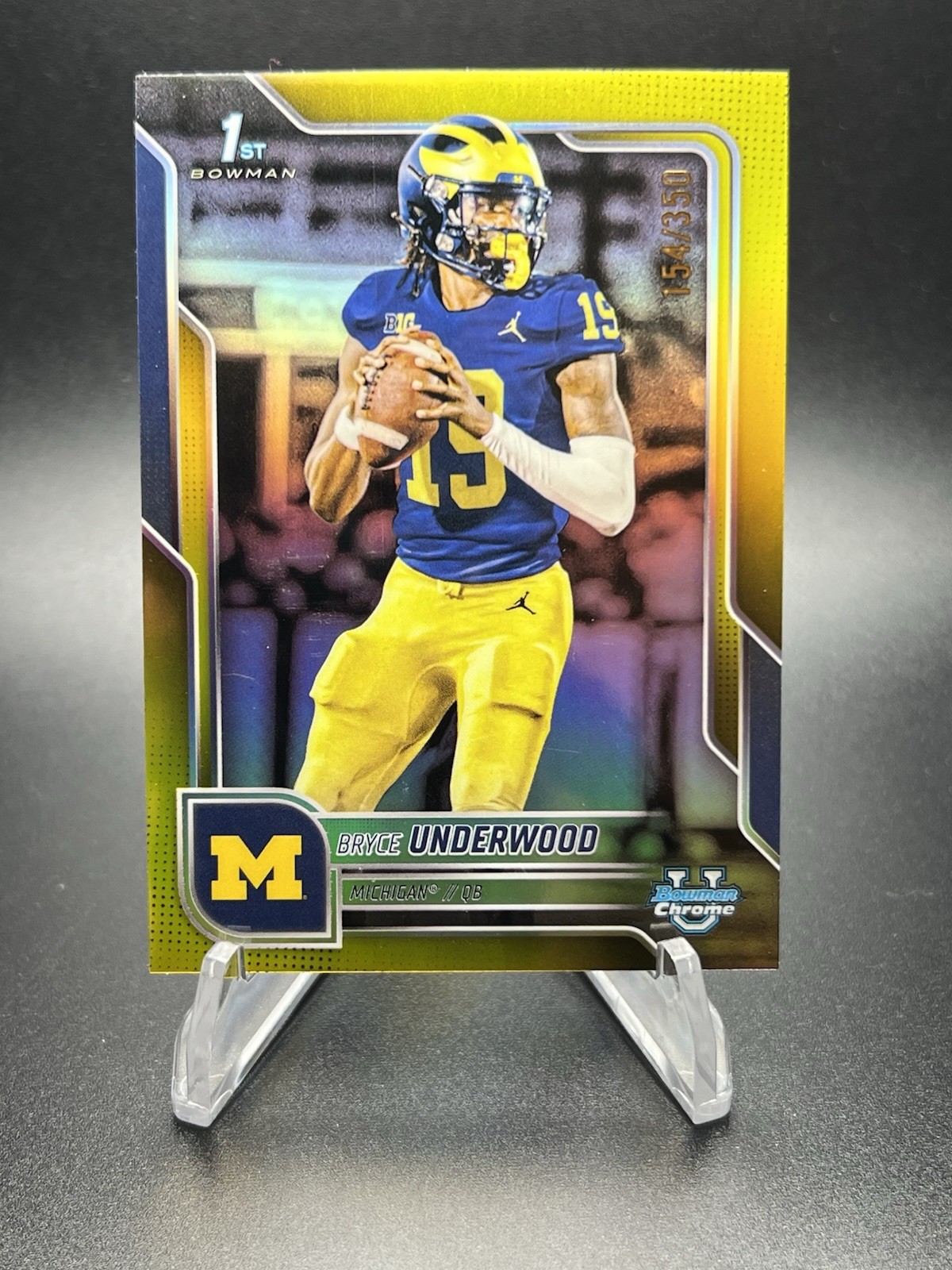 2025 Bowman University Chrome - Bryce Underwood #196 Yellow Michigan /350 1st