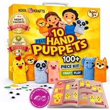 Hand Puppet Kit Make Your Own Animal Characters, 10 Felt Pieces, Simple Ste...