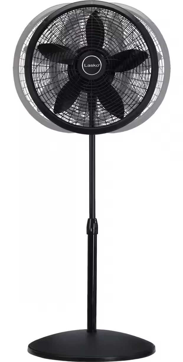 Lasko - 18 in. Oscillating 3-Speed Adjustable Large Room Pedestal Fan - Black