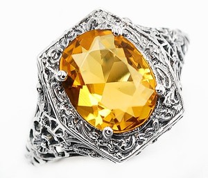 2CT  Citrine 925 Sterling Silver Vintage Style Ring Jewelry Sz 6 