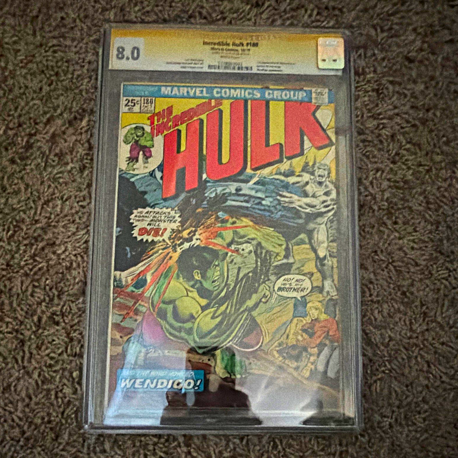 Marvel The Incredible Hulk #180 (1974) CGC 8.0 Signature Series Stan Lee Signed