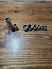 Vintage Indestro Super USA 8 pc Lot 1/2" & 3/8" Drive Sockets