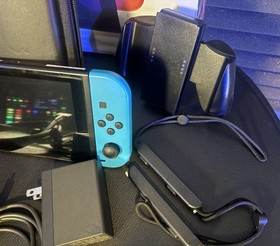 Nintendo Switch HAC-001 Bundle w/ Games SD Card Dock Neon Joy-Cons CIB Very Good