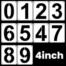 4Inch Number Stencils,10Pcs Plastic Stencils Reusable Curb Stencil Kit