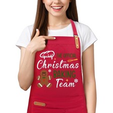 Christmas Baking Aprons for Women Men with 2 Pockets, Funny Adjustable Kitche...
