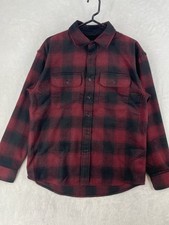 American Eagle Shirt Men's Small Red Black Plaid Wool Blend Heavy Flannel $60