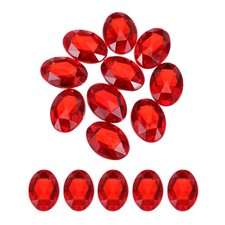 10Pcs Acrylic Oval Gems 30x40 mm Flat Back Rhinestones DIY Red