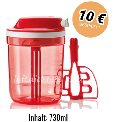 Tupperware SuperSonic Multi Chef Zerkleiner Zwiebelschneider 730ml Rot Turbo