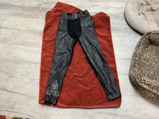 Woman s Rare Harley Davidson Leather And Spandex Pants Zippers Belt Emblem