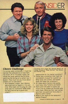1984 TV ARTICLE / CHEERS TRIVIA GAME / RHEA PERLMAN / TED DANSON / GEORGE WENDT