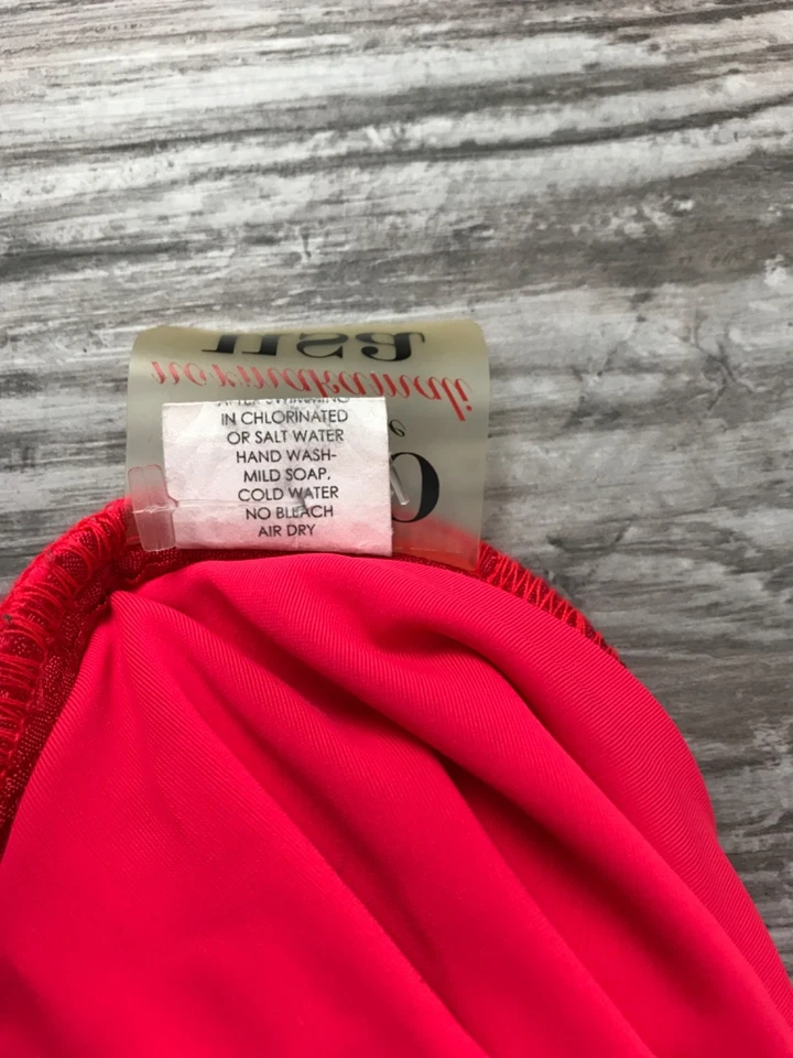 Traje de baño halter pareo acanalado rojo cereza vintage Omo Norma Kamali talla S Foto 4 de 4